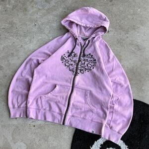 Y2K Roxy Zip Up Heart Hoodie